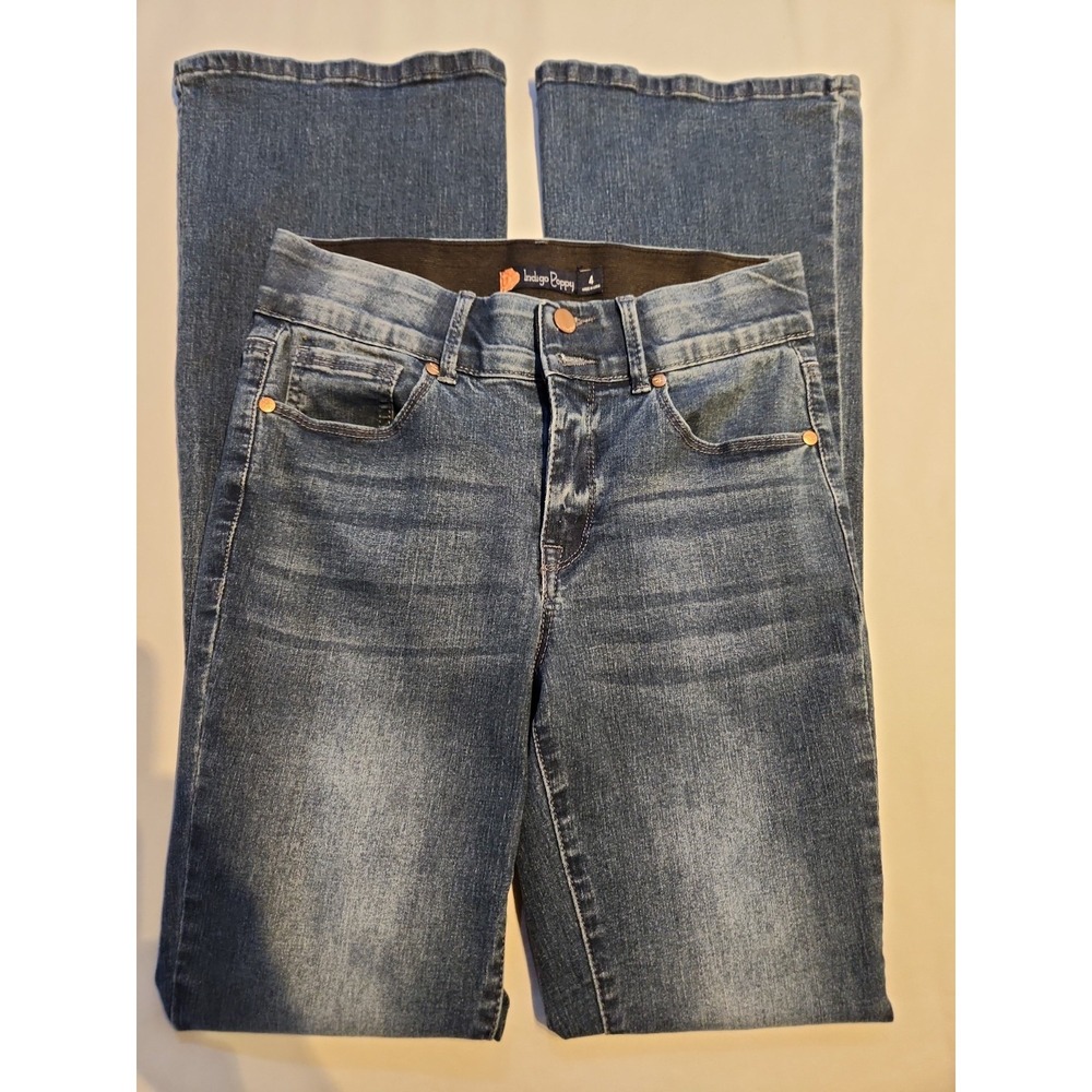 Indigo Poppy Mid Rise Stretch Flare Jeans Size 4 28X32